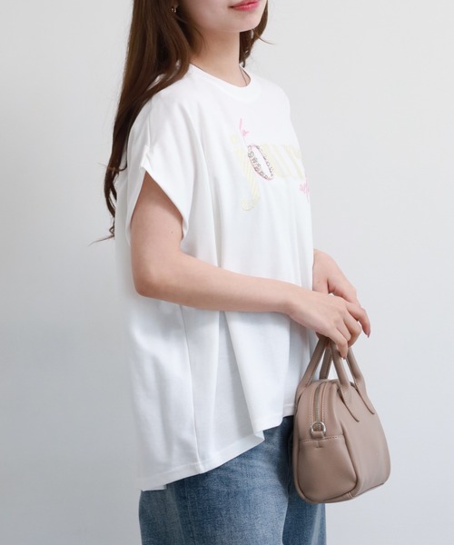 Anna Nicola(アンナニコラ)の「Anna Nicola ロゴ刺繍カットソー(Tシャツ/カットソー・レディース・オフホワイト/ピンク/ライトグリーン・38)」の18枚目の写真
