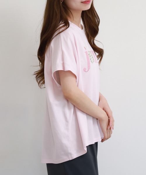 Anna Nicola(アンナニコラ)の「Anna Nicola ロゴ刺繍カットソー(Tシャツ/カットソー・レディース・オフホワイト/ピンク/ライトグリーン・38)」の6枚目の写真