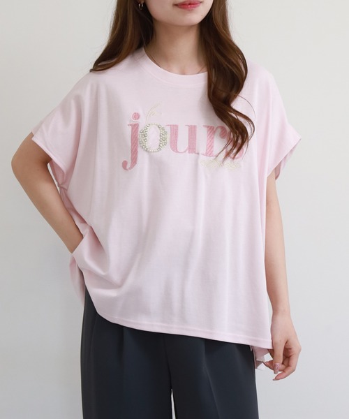Anna Nicola(アンナニコラ)の「Anna Nicola ロゴ刺繍カットソー(Tシャツ/カットソー・レディース・オフホワイト/ピンク/ライトグリーン・38)」の4枚目の写真