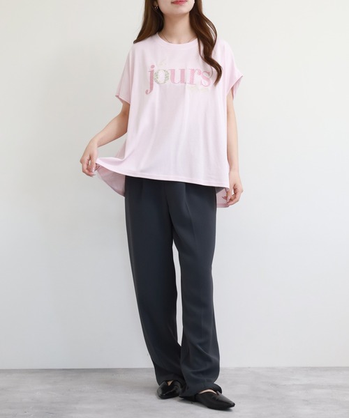 Anna Nicola(アンナニコラ)の「Anna Nicola ロゴ刺繍カットソー(Tシャツ/カットソー・レディース・オフホワイト/ピンク/ライトグリーン・38)」の8枚目の写真