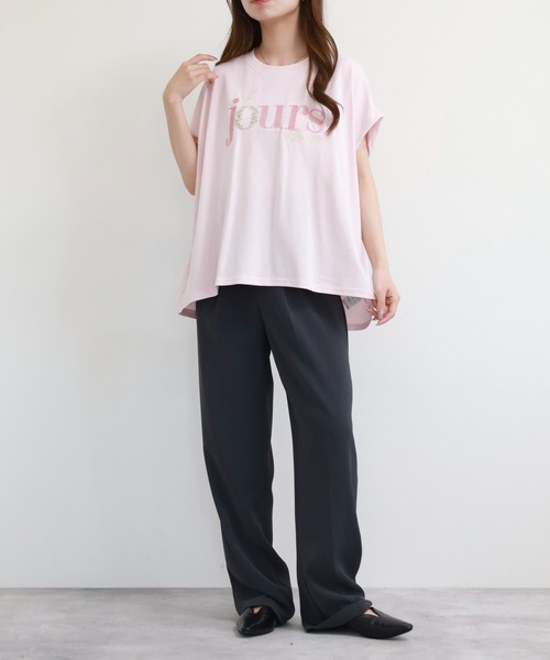 Anna Nicola(アンナニコラ)の「Anna Nicola ロゴ刺繍カットソー(Tシャツ/カットソー・レディース・オフホワイト/ピンク/ライトグリーン・38)」の7枚目の写真