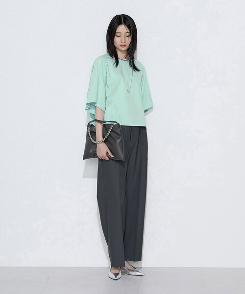 Gabardine K.T(ギャバジンケーティー)の「プレーティング天竺 テントラインプルオーバー(Tシャツ/カットソー・レディース・ブラウン/ブルー/ミント・9号)」の6枚目の写真