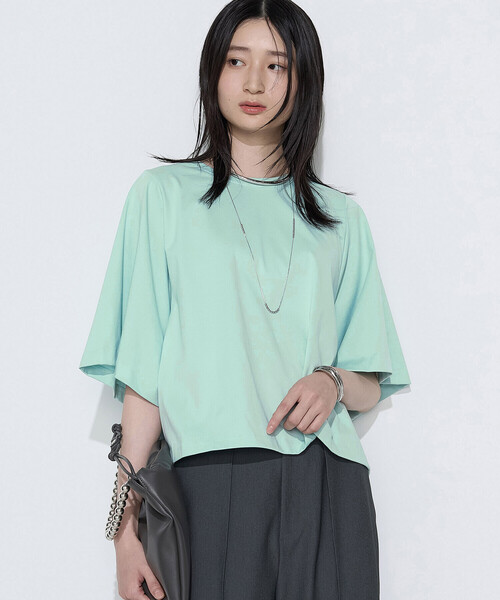 Gabardine K.T(ギャバジンケーティー)の「プレーティング天竺 テントラインプルオーバー(Tシャツ/カットソー・レディース・ブラウン/ブルー/ミント・9号)」の8枚目の写真