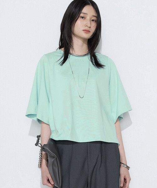 Gabardine K.T(ギャバジンケーティー)の「プレーティング天竺 テントラインプルオーバー(Tシャツ/カットソー・レディース・ブラウン/ブルー/ミント・9号)」の9枚目の写真