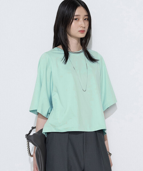 Gabardine K.T(ギャバジンケーティー)の「プレーティング天竺 テントラインプルオーバー(Tシャツ/カットソー・レディース・ブラウン/ブルー/ミント・9号)」の10枚目の写真