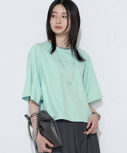 Gabardine K.T(ギャバジンケーティー)の「プレーティング天竺 テントラインプルオーバー(Tシャツ/カットソー・レディース・ブラウン/ブルー/ミント・9号)」の11枚目の写真