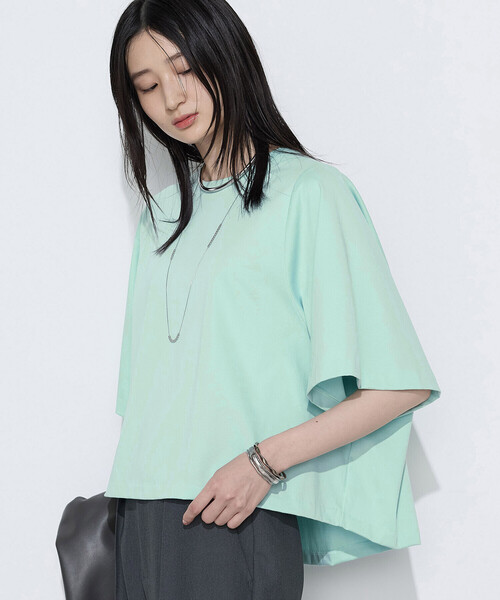 Gabardine K.T(ギャバジンケーティー)の「プレーティング天竺 テントラインプルオーバー(Tシャツ/カットソー・レディース・ブラウン/ブルー/ミント・9号)」の12枚目の写真