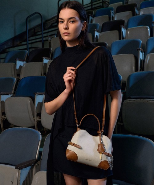 Delfina デルフィナ キャンバス チェーン サイドベルト トートバッグ 