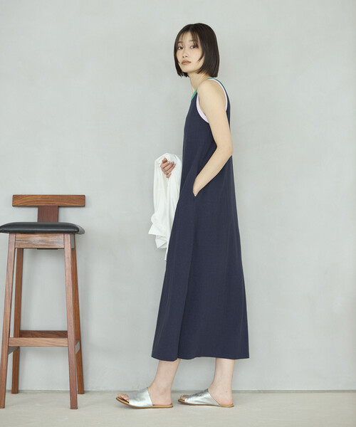 FilMelange(フィルメランジェ)の「FilMelange × Firsthand/フィルメランジェ 別注ELIZA / 配色 リンガー カットソー ワンピース(ワンピース・レディース・ネイビー/ブラウン・FREE)」の21枚目の写真