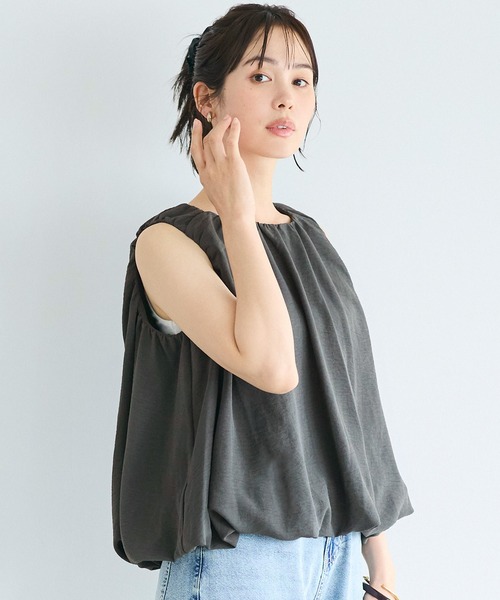 coca(coca)(コカ)の「バルーンノースリーブブラウス(シャツ/ブラウス・レディース・チャコール/ホワイト・L/M/S)」の1枚目の写真