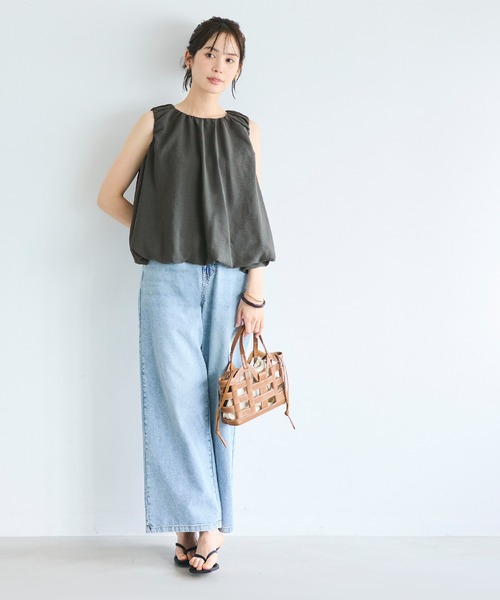 coca(coca)(コカ)の「バルーンノースリーブブラウス(シャツ/ブラウス・レディース・チャコール/ホワイト・L/M/S)」の3枚目の写真