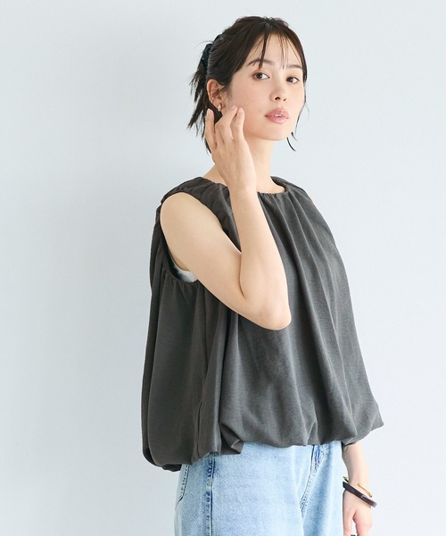 coca(coca)(コカ)の「バルーンノースリーブブラウス(シャツ/ブラウス・レディース・チャコール/ホワイト・L/M/S)」の6枚目の写真