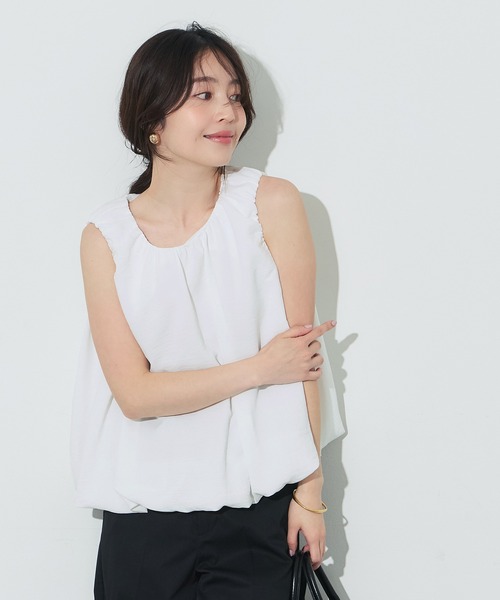 coca(coca)(コカ)の「バルーンノースリーブブラウス(シャツ/ブラウス・レディース・チャコール/ホワイト・L/M/S)」の9枚目の写真