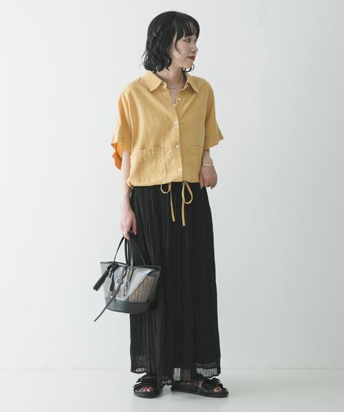 URBAN RESEARCH(アーバンリサーチ)の「ラミーレーヨンハーフスリーブシャツ(シャツ/ブラウス・レディース・ネイビー/ベージュ系その他/ホワイト・FREE)」の12枚目の写真