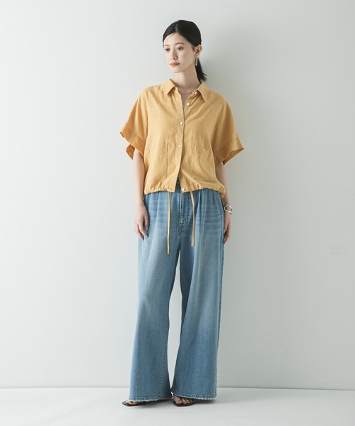 URBAN RESEARCH（アーバンリサーチ）の「ラミーレーヨンハーフスリーブシャツ（シャツ/ブラウス・レディース・ネイビー/ベージュ系その他/ホワイト・FREE）」の14枚目の写真
