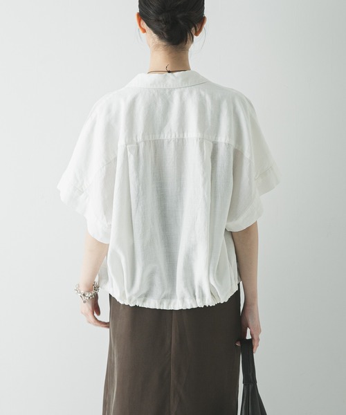 URBAN RESEARCH（アーバンリサーチ）の「ラミーレーヨンハーフスリーブシャツ（シャツ/ブラウス・レディース・ネイビー/ベージュ系その他/ホワイト・FREE）」の16枚目の写真