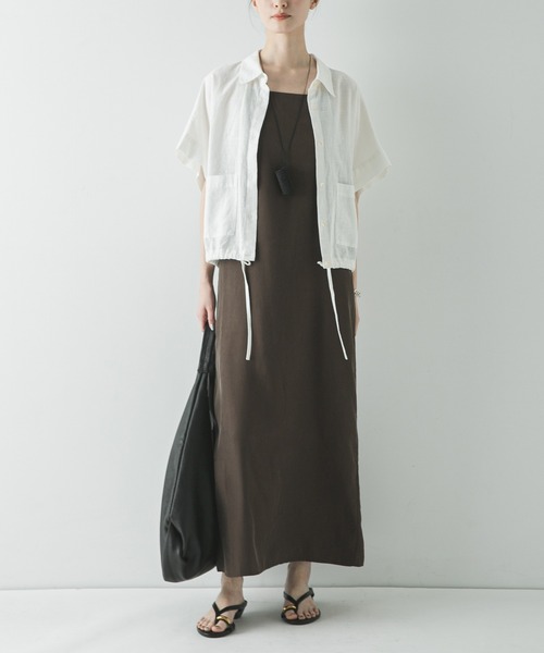 URBAN RESEARCH（アーバンリサーチ）の「ラミーレーヨンハーフスリーブシャツ（シャツ/ブラウス・レディース・ネイビー/ベージュ系その他/ホワイト・FREE）」の19枚目の写真
