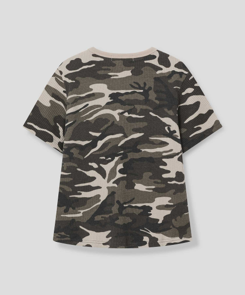 SLOW RECORD HOUSE(スローレコードハウス)の「ロゴワッフルクロップTシャツ_カモ(ベージュ)(Tシャツ/カットソー・レディース・ベージュ・1/2)」の3枚目の写真