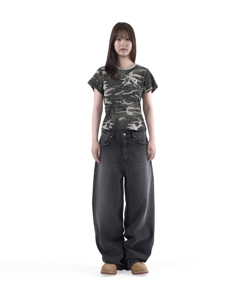 SLOW RECORD HOUSE(スローレコードハウス)の「ロゴワッフルクロップTシャツ_カモ(ベージュ)(Tシャツ/カットソー・レディース・ベージュ・1/2)」の6枚目の写真