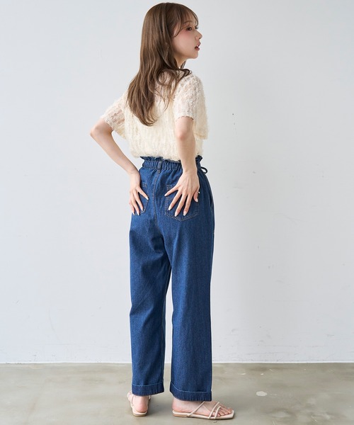 mil（ミル）の「シアーフェザー クロップド トップス【587222】（Tシャツ/カットソー・レディース・アイボリー/ブラック・ONESIZE）」の22枚目の写真