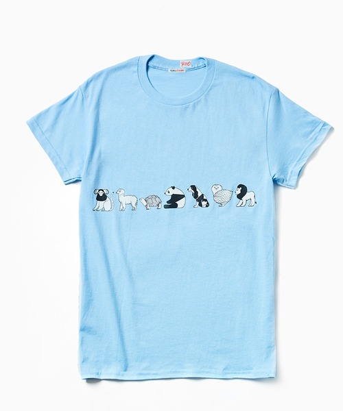 YOUNG&OLSEN The DRYGOODS STORE（ヤングアンドオルセン）の「【YOUNG&OLSEN The DRYGOODS STORE】YOUNG&OLSEN The DRYGOODS STORE 動物ぐるりTシャツ（Tシャツ/カットソー・レディース・ブルー/ピンク/ホワイト・S/L/M）」の2枚目の写真