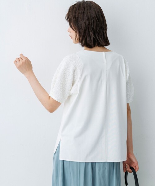 組曲 S(クミキョク チイサイサイズ)の「パフジャカードコンビジャージー パフスリーブカットソー(Tシャツ/カットソー・レディース・グリーン系/ホワイト系/グレー系/ブラック系・S2)」の22枚目の写真
