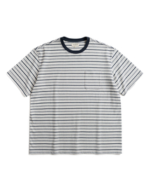 WILD BRICKS（ワイルドブリックス）の「W25 STRIPED POCKET TEE (navy)（Tシャツ/カットソー）」
