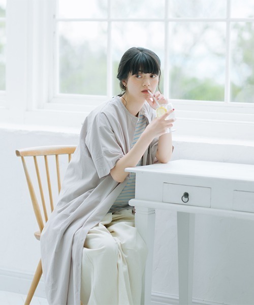 オローネ(オローネ)の「ファインダーロングロングシャツ“5分袖”(シャツ/ブラウス・レディース・グレー/ブラック系その他・FREE)」の3枚目の写真