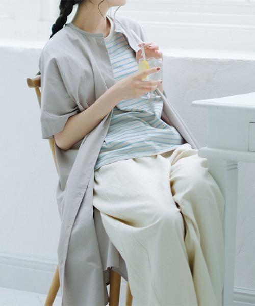 オローネ(オローネ)の「ファインダーロングロングシャツ“5分袖”(シャツ/ブラウス・レディース・グレー/ブラック系その他・FREE)」の10枚目の写真