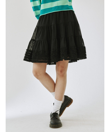 MESH SKIRT, BLACK