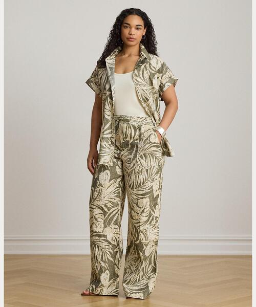 LAUREN RALPH LAUREN(ローレン ラルフ ローレン)の「パームフロンドプリント リネン ワイドレッグ パンツ(その他パンツ・レディース・グリーン系2・00/4/0/2)」の2枚目の写真