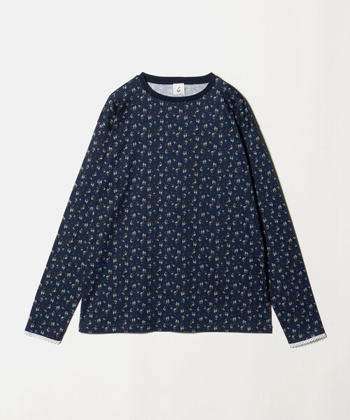 6(ロク)の「<6(ROKU)>コットン フラワープリント ロングスリーブ トップス(Tシャツ/カットソー・レディース・ネイビー・FREE)」の8枚目の写真