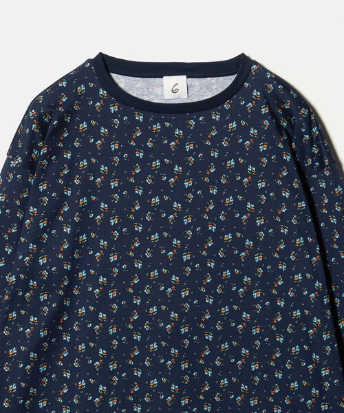 6(ロク)の「<6(ROKU)>コットン フラワープリント ロングスリーブ トップス(Tシャツ/カットソー・レディース・ネイビー・FREE)」の6枚目の写真