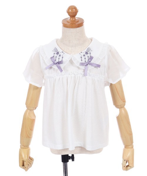 axes femme（アクシーズファム）の「星座刺繍襟ＰＯ（Tシャツ/カットソー・キッズ・ネイビー/ホワイト・MEDIUM/LARGE/X-LARGE）」の2枚目の写真