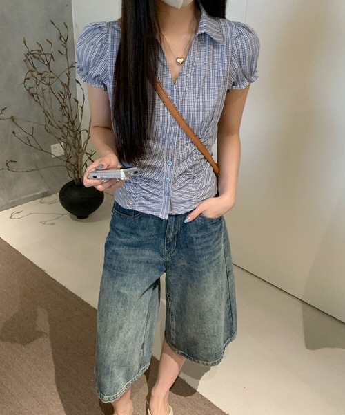 HALEY PESCA(ヘーリーペスカ)の「HALEY PESCA/フロントドロスト オープンカラー半袖シャツ(シャツ/ブラウス・レディース・ホワイト系/ホワイト/その他/ブラック系/ライトブルー・FREE)」の5枚目の写真
