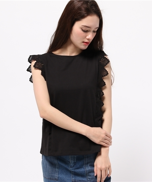 earth music&ecology(アースミュージックアンドエコロジー)の「【2016Summer】ショルダーレースプルオーバー(Tシャツ/カットソー・レディース・ホワイト/ブラック/カーキ/イエロー・FREE)」の9枚目の写真