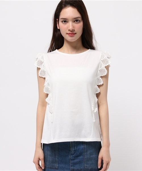 earth music&ecology(アースミュージックアンドエコロジー)の「【2016Summer】ショルダーレースプルオーバー(Tシャツ/カットソー・レディース・ホワイト/ブラック/カーキ/イエロー・FREE)」の10枚目の写真