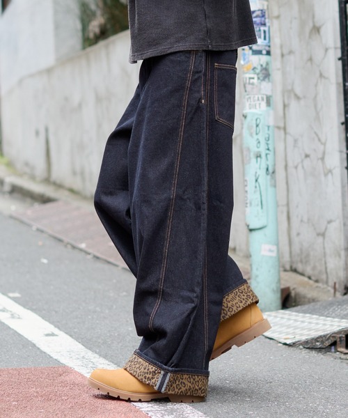 WEGO（ウィゴー）の「WEGO/【26年春夏新作】パッチワークカーブパンツ（デニムパンツ・メンズ・ブラック系3/インディゴブルー・LARGE/MEDIUM）」の22枚目の写真