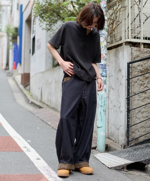 WEGO(ウィゴー)の「WEGO/【26年春夏新作】パッチワークカーブパンツ(デニムパンツ・メンズ・ブラック系3/インディゴブルー・LARGE/MEDIUM)」の13枚目の写真