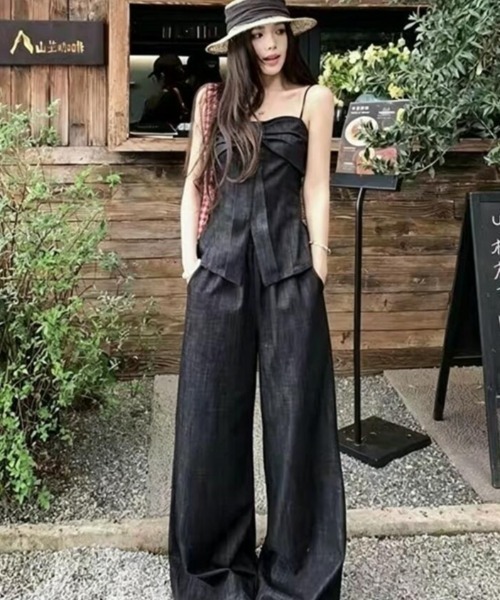 semplice(センプリチェ)の「セットアップ【韓国ファッション】(セットアップ・レディース・ダークブルー・S/M/L)」の2枚目の写真