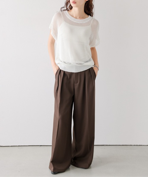 AMELY（エミリー）の「フレンチスリーブニットトップス（Tシャツ/カットソー・レディース・ブラック/ホワイト・フリー）」の20枚目の写真