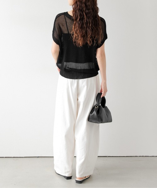 AMELY（エミリー）の「フレンチスリーブニットトップス（Tシャツ/カットソー・レディース・ブラック/ホワイト・フリー）」の16枚目の写真