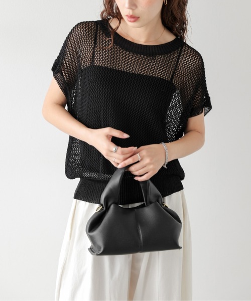 AMELY（エミリー）の「フレンチスリーブニットトップス（Tシャツ/カットソー・レディース・ブラック/ホワイト・フリー）」の17枚目の写真