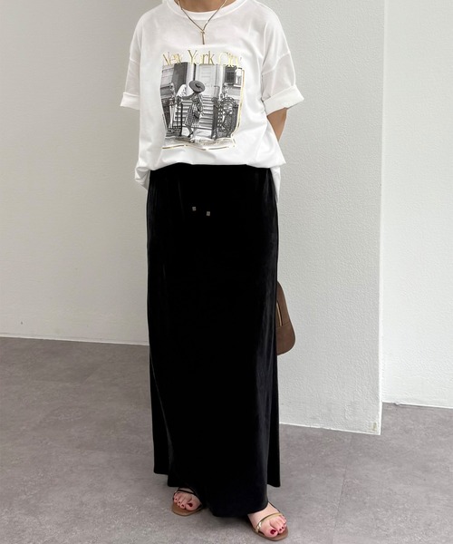 PUAL CE CIN(ピュアルセシン)の「シルクタッチセミフレアスカート(スカート・レディース・ベージュ/ブラック・FREE)」の17枚目の写真
