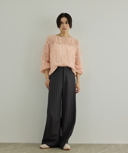 SALON adam et rope'（サロン アダム エ ロペ）の「シアーモヘアケーブルプルオーバー（ニット/セーター・レディース・サックスブルー/オフホワイト/ピンク系その他2/グレー・FREE）」の6枚目の写真