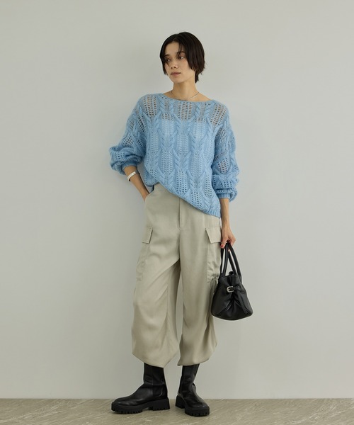 SALON adam et rope'（サロン アダム エ ロペ）の「シアーモヘアケーブルプルオーバー（ニット/セーター・レディース・サックスブルー/オフホワイト/ピンク系その他2/グレー・FREE）」の8枚目の写真