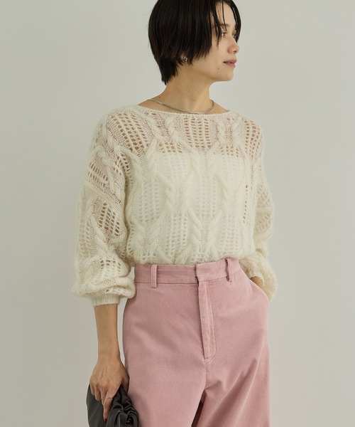 SALON adam et rope'（サロン アダム エ ロペ）の「シアーモヘアケーブルプルオーバー（ニット/セーター・レディース・サックスブルー/オフホワイト/ピンク系その他2/グレー・FREE）」の11枚目の写真
