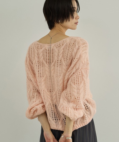 SALON adam et rope'（サロン アダム エ ロペ）の「シアーモヘアケーブルプルオーバー（ニット/セーター・レディース・サックスブルー/オフホワイト/ピンク系その他2/グレー・FREE）」の13枚目の写真