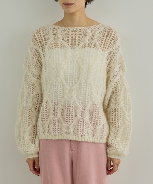 SALON adam et rope'（サロン アダム エ ロペ）の「シアーモヘアケーブルプルオーバー（ニット/セーター・レディース・サックスブルー/オフホワイト/ピンク系その他2/グレー・FREE）」の17枚目の写真