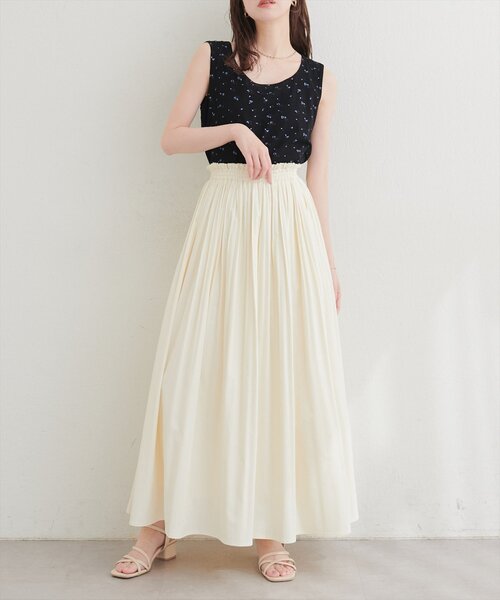 natural couture(ナチュラルクチュール)の「前後2WAY柄タンクトップ(タンクトップ・レディース・オフホワイト/ブラック/チャコールグレー・FREE)」の17枚目の写真
